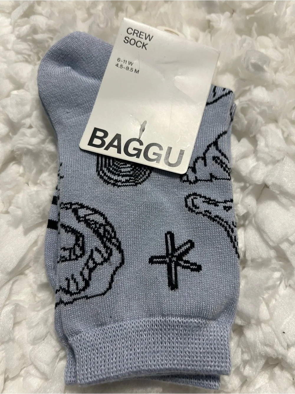 Baggu Crew Socks Shell Light Blue Nautical NEW